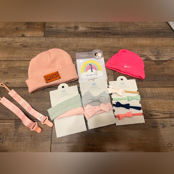 BUNDLE Kids Pink and Green Bow Headband Set - Picture 1 of 1